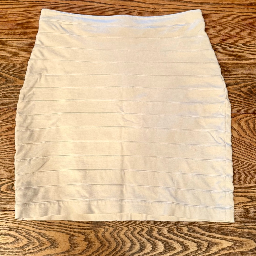 Express Cream Ruched Pencil Skirt Mini